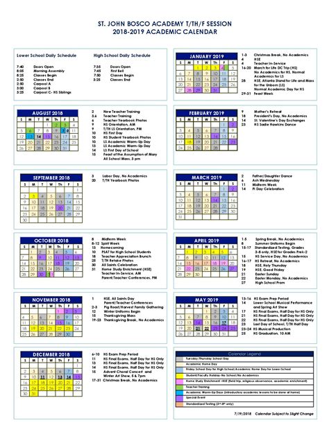 St John Fisher Academic Calendar